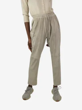 Neutral suede trousers - size L