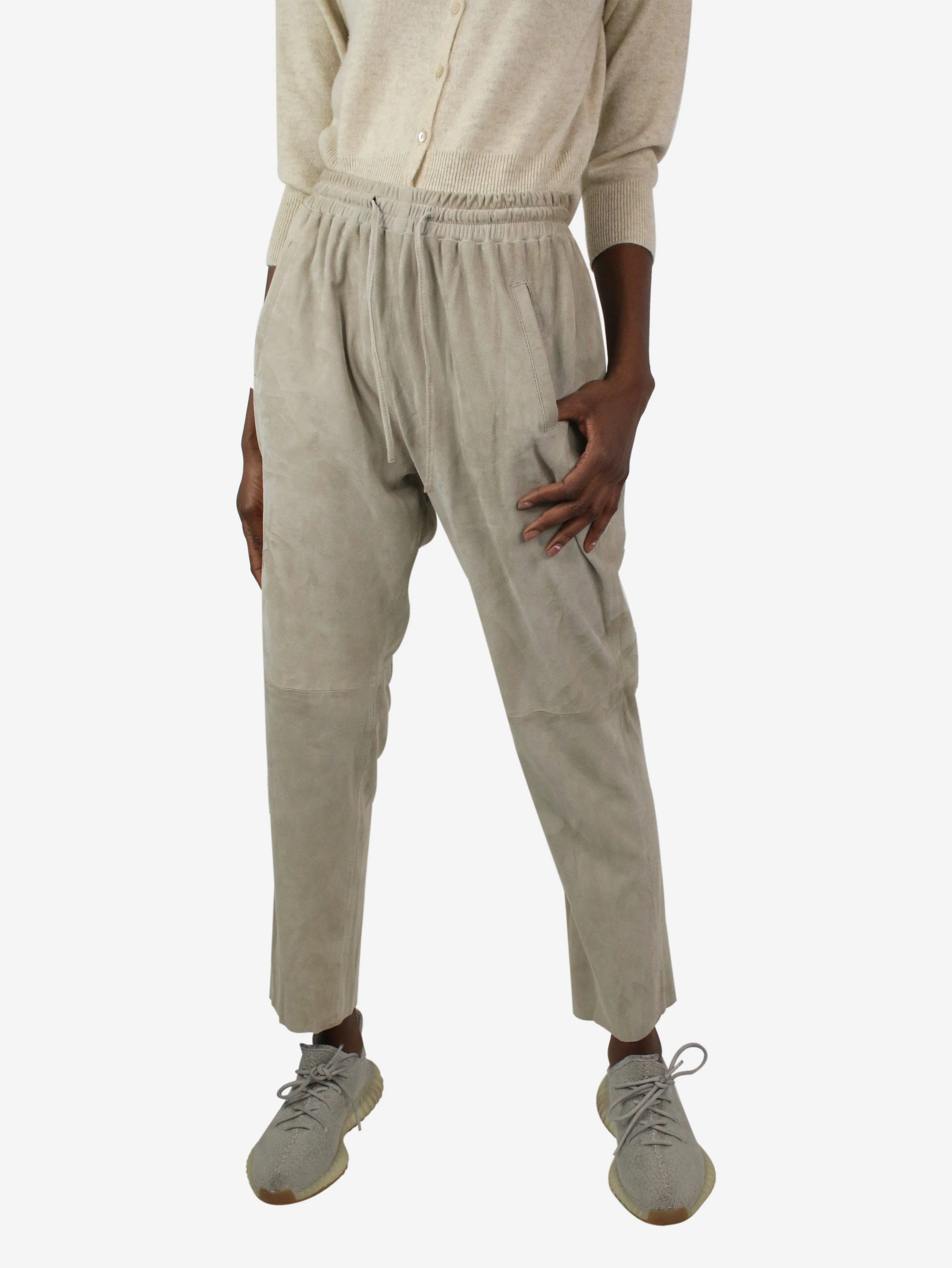 Neutral suede trousers - size L