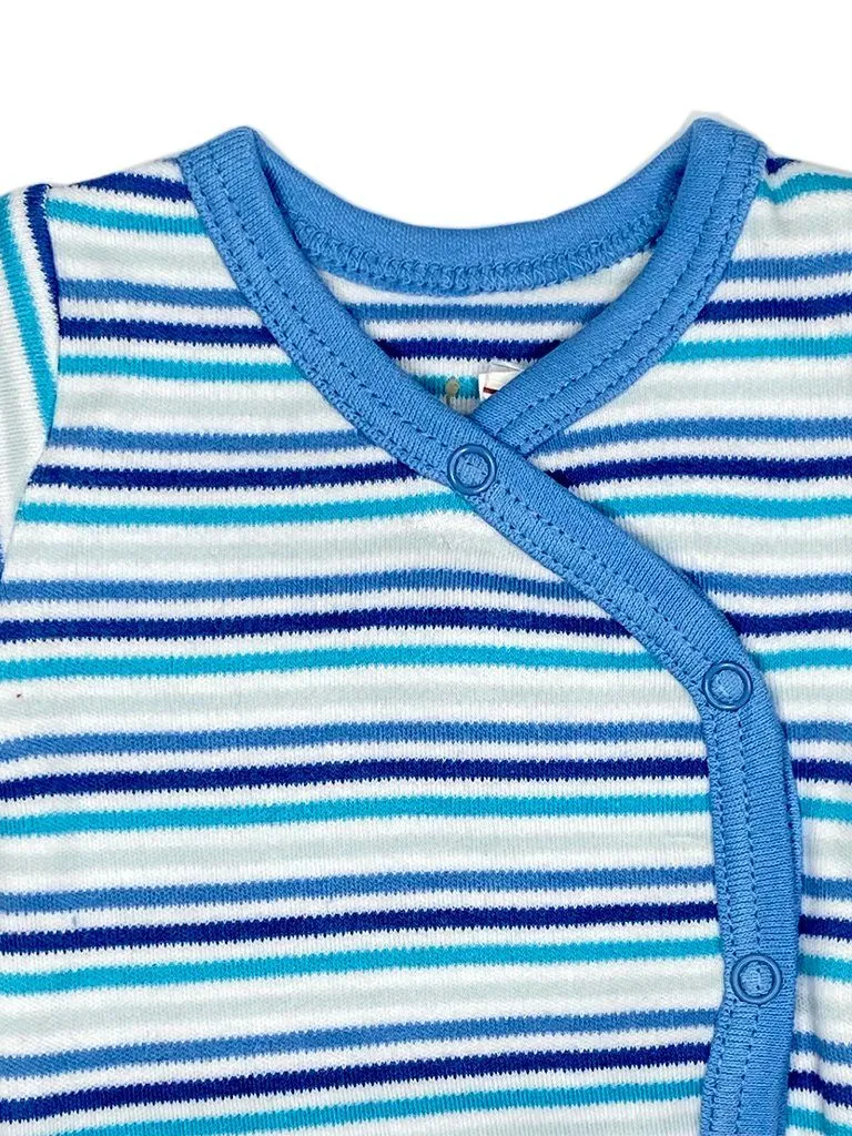 Organic Cotton Blue Bold Stripe Long Sleeve Vest