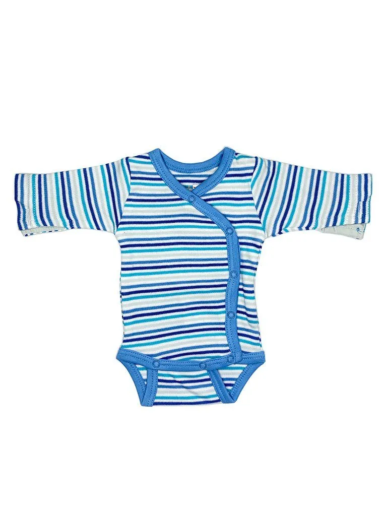 Organic Cotton Blue Bold Stripe Long Sleeve Vest