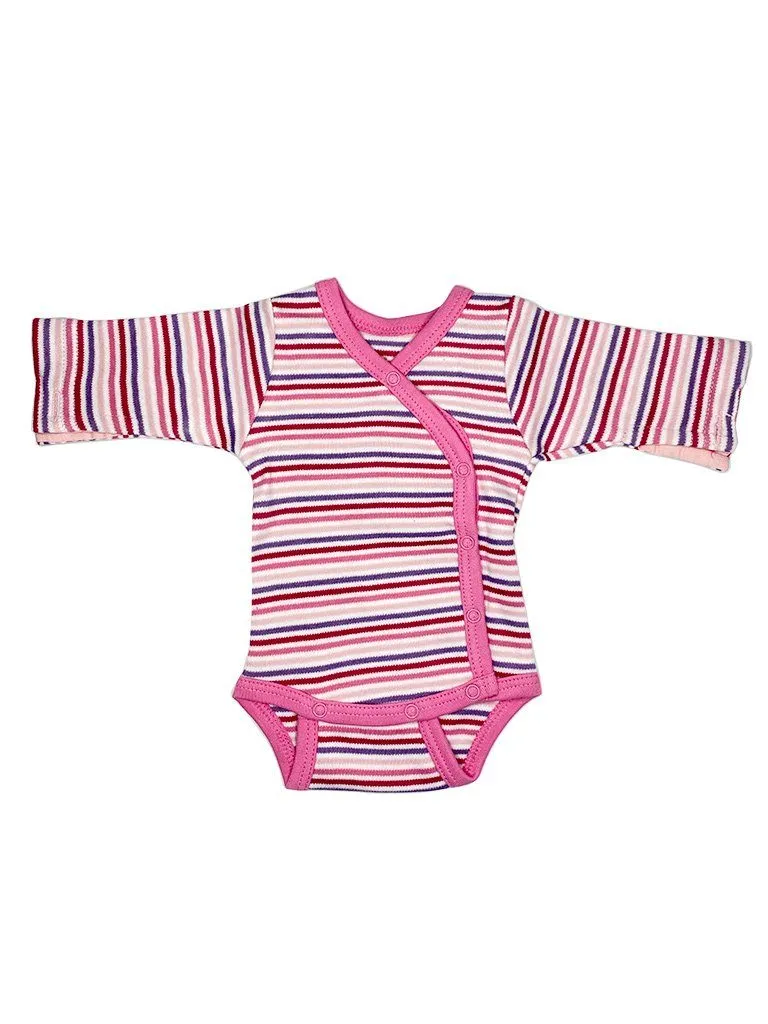 Organic Cotton Pink Bold Stripe Long Sleeve Vest