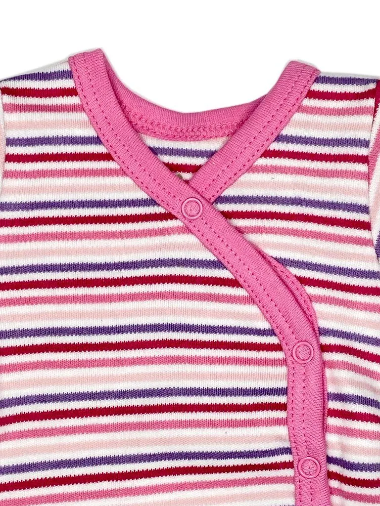 Organic Cotton Pink Bold Stripe Long Sleeve Vest