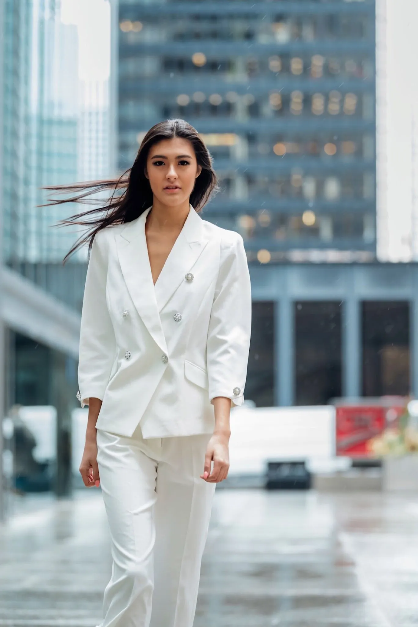 Pearl Accented White Blazer