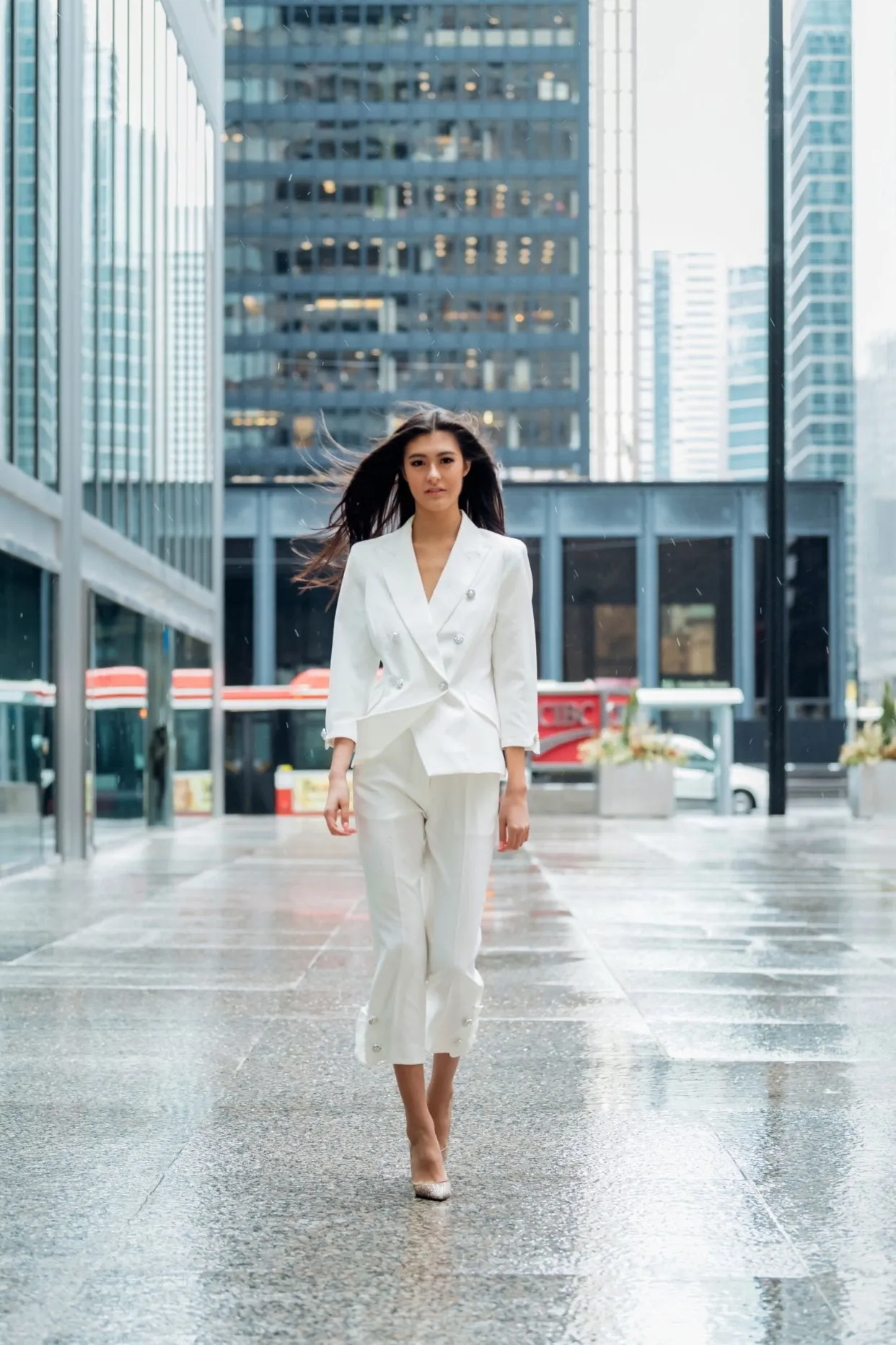 Pearl Accented White Blazer