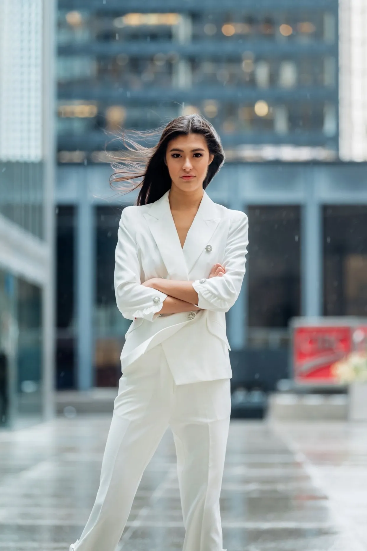 Pearl Accented White Blazer