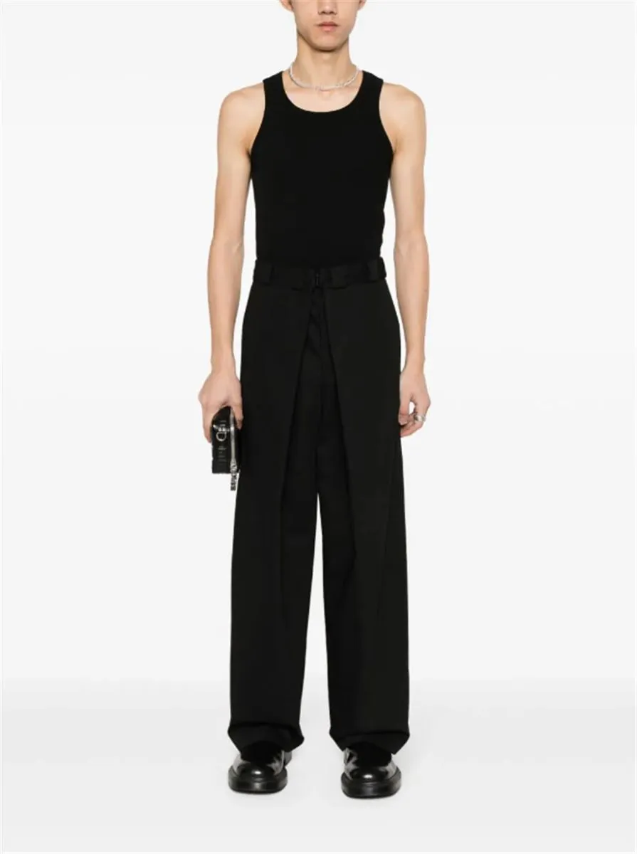 PLEATED CANVAS WIDE TROUSERS