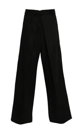 PLEATED CANVAS WIDE TROUSERS