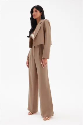 Pleated Crepe Trousers - Beige