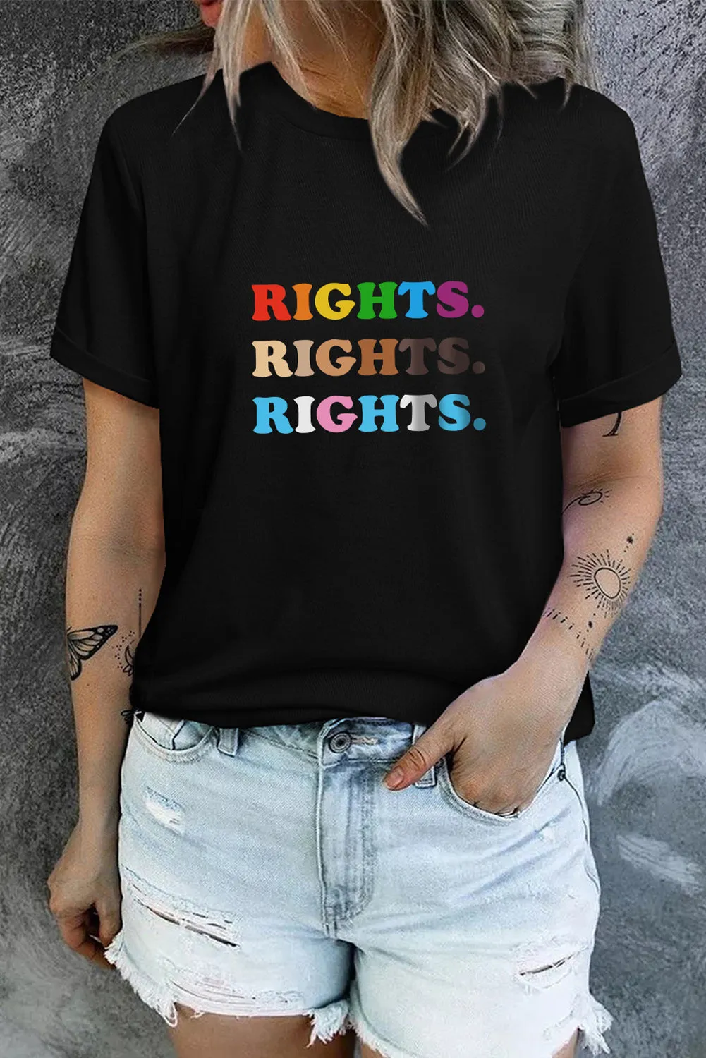 Rainbow Pride T Shirt Womens LGBT Rights Print Short Sleeve Tee Shirt