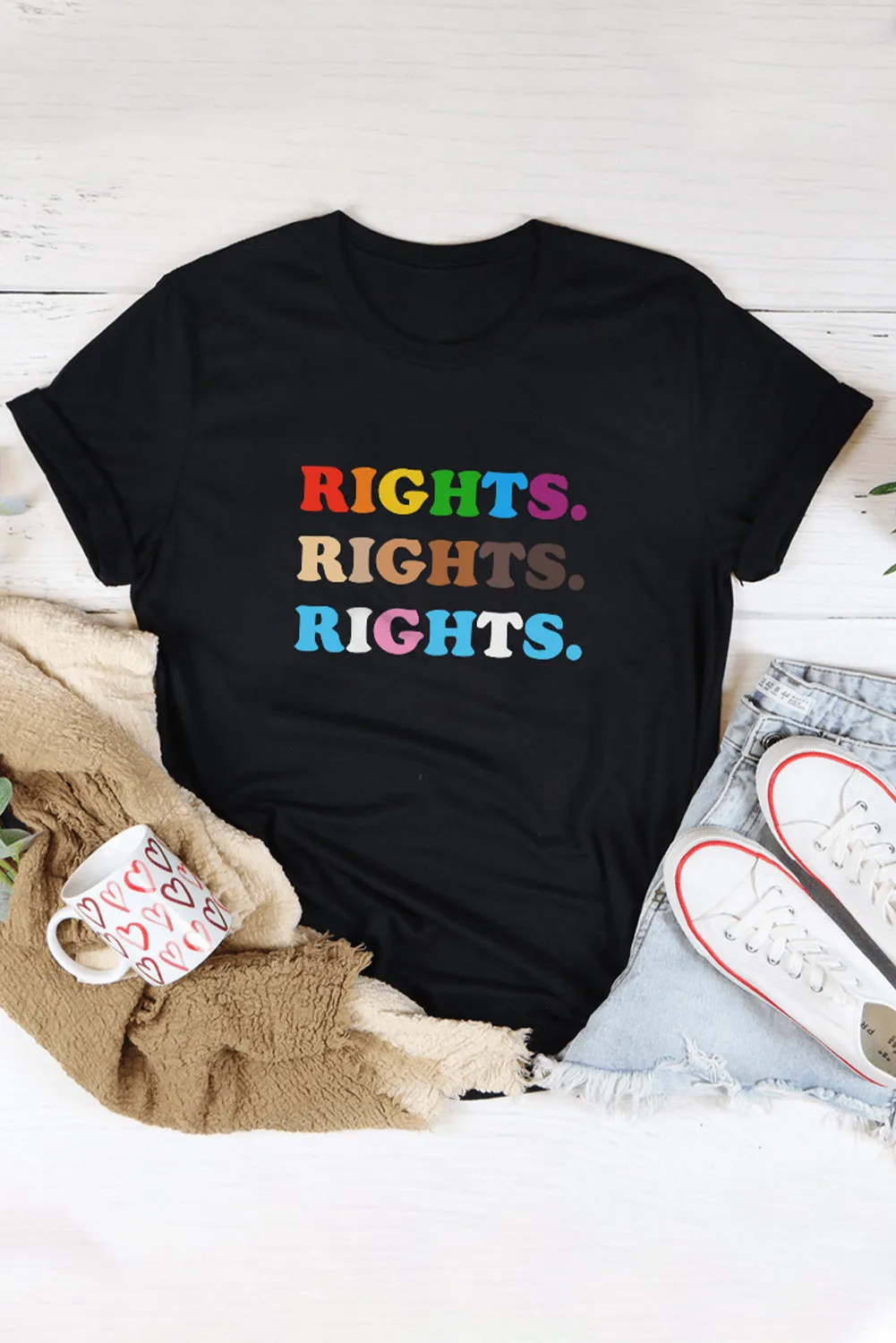 Rainbow Pride T Shirt Womens LGBT Rights Print Short Sleeve Tee Shirt