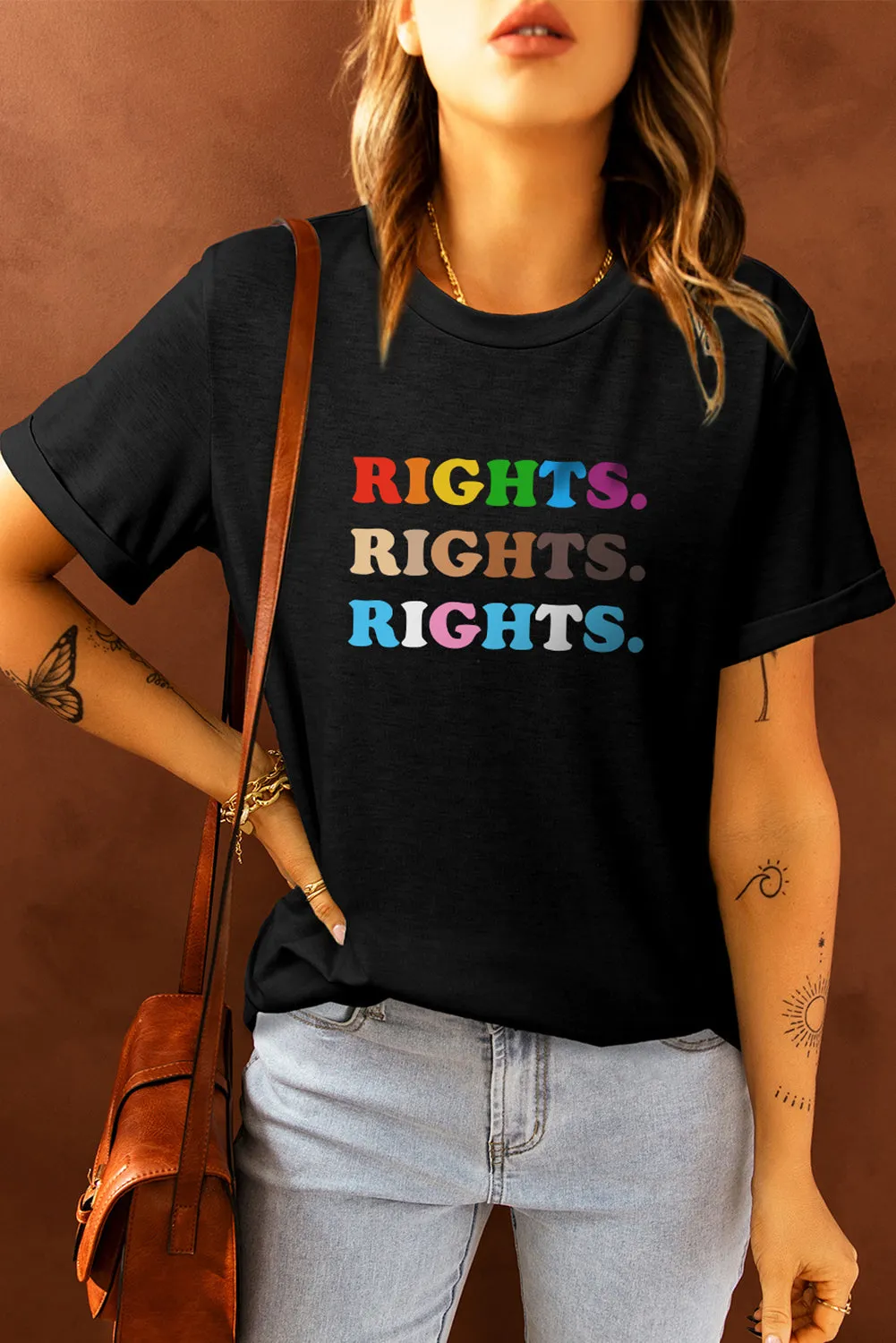 Rainbow Pride T Shirt Womens LGBT Rights Print Short Sleeve Tee Shirt