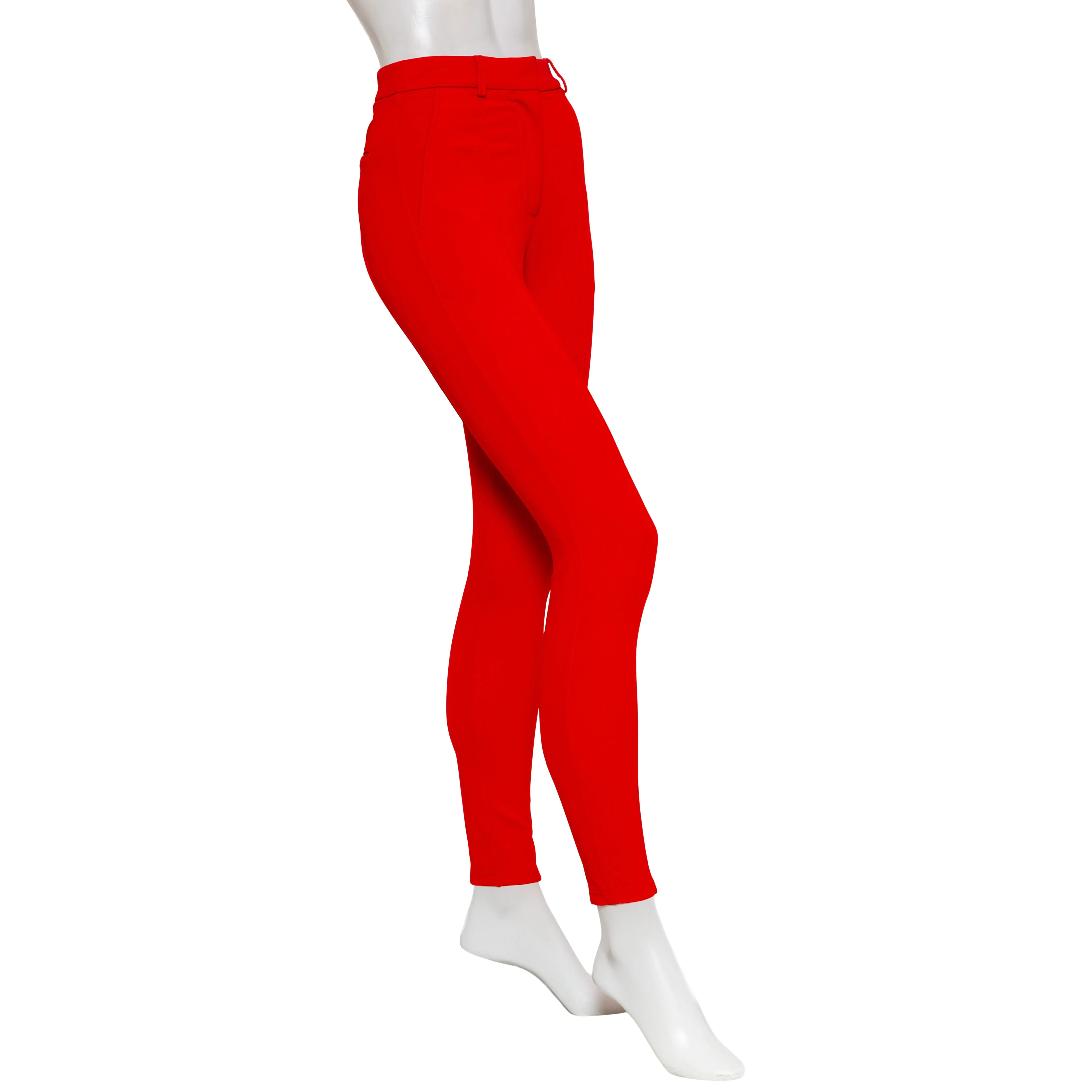 Red Viscose-Blend High-Waisted Pants