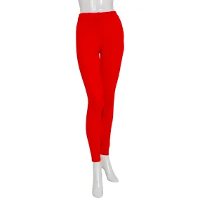 Red Viscose-Blend High-Waisted Pants