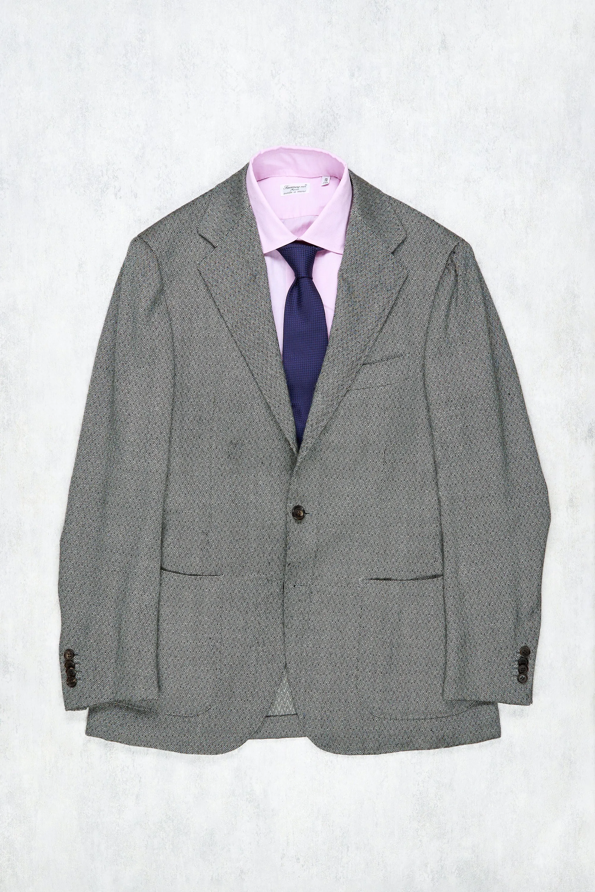 Ring Jacket Meister Grey Herringbone Wool Sport Coat MTO