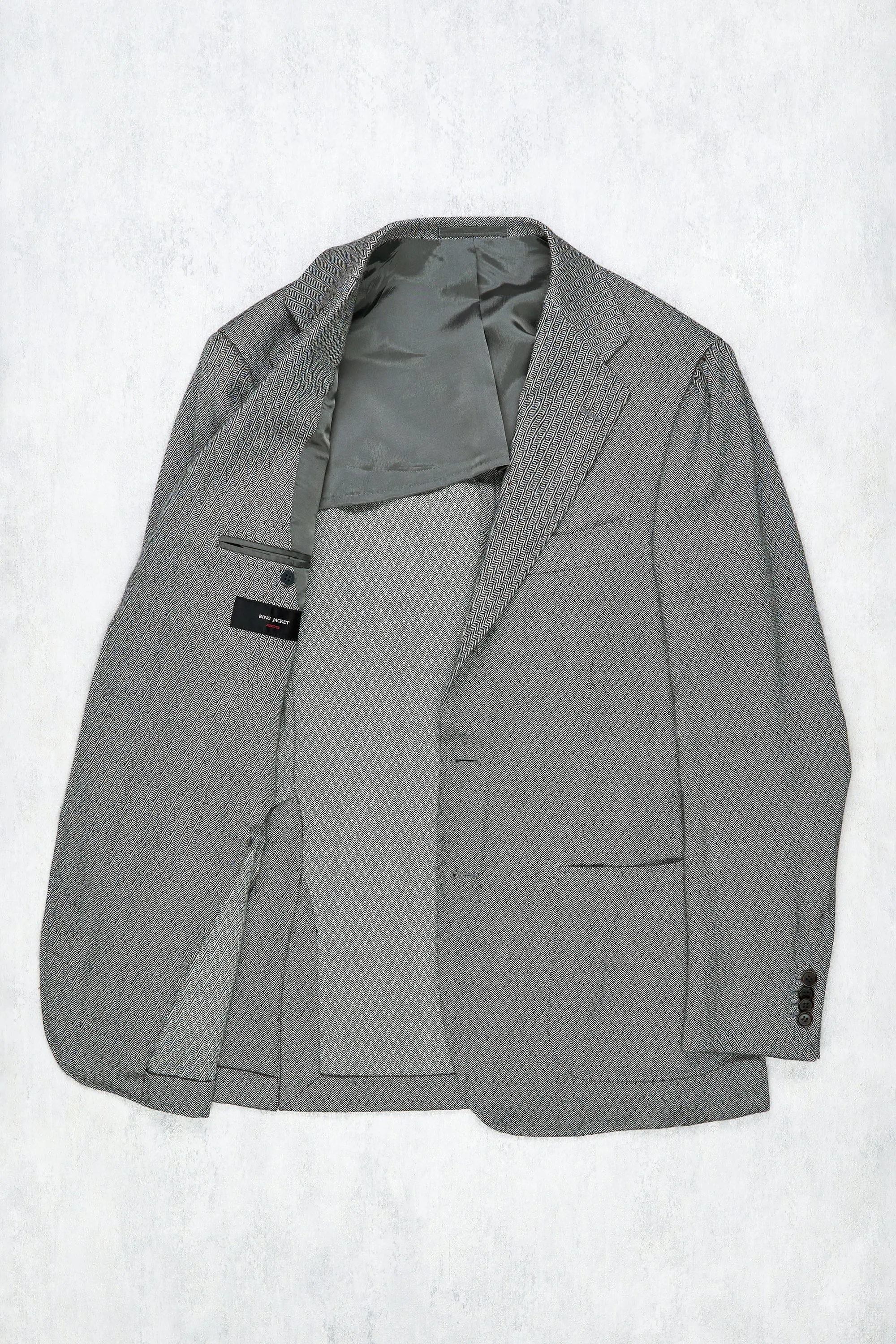 Ring Jacket Meister Grey Herringbone Wool Sport Coat MTO