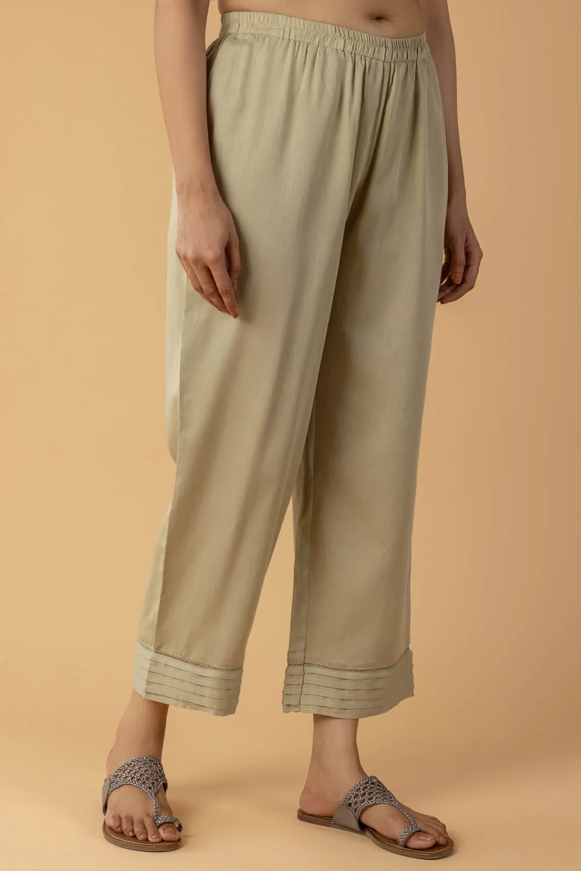 Sage Cotton Satin Trousers