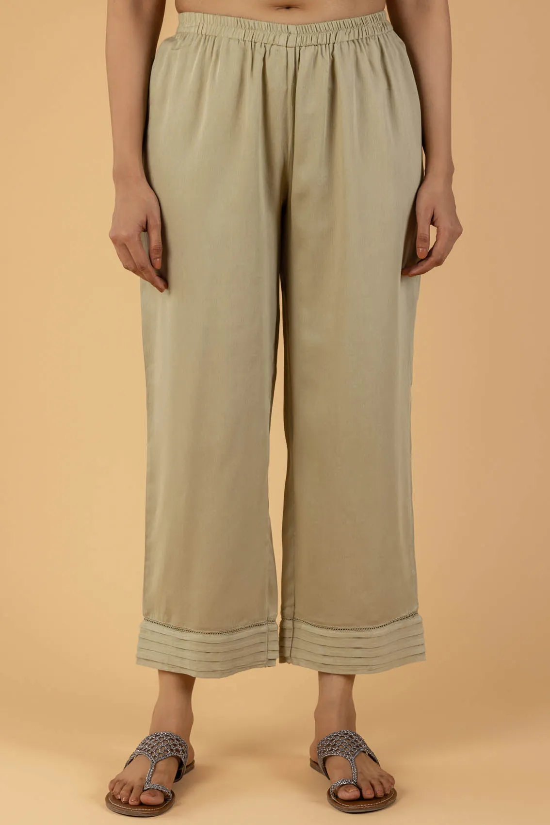 Sage Cotton Satin Trousers