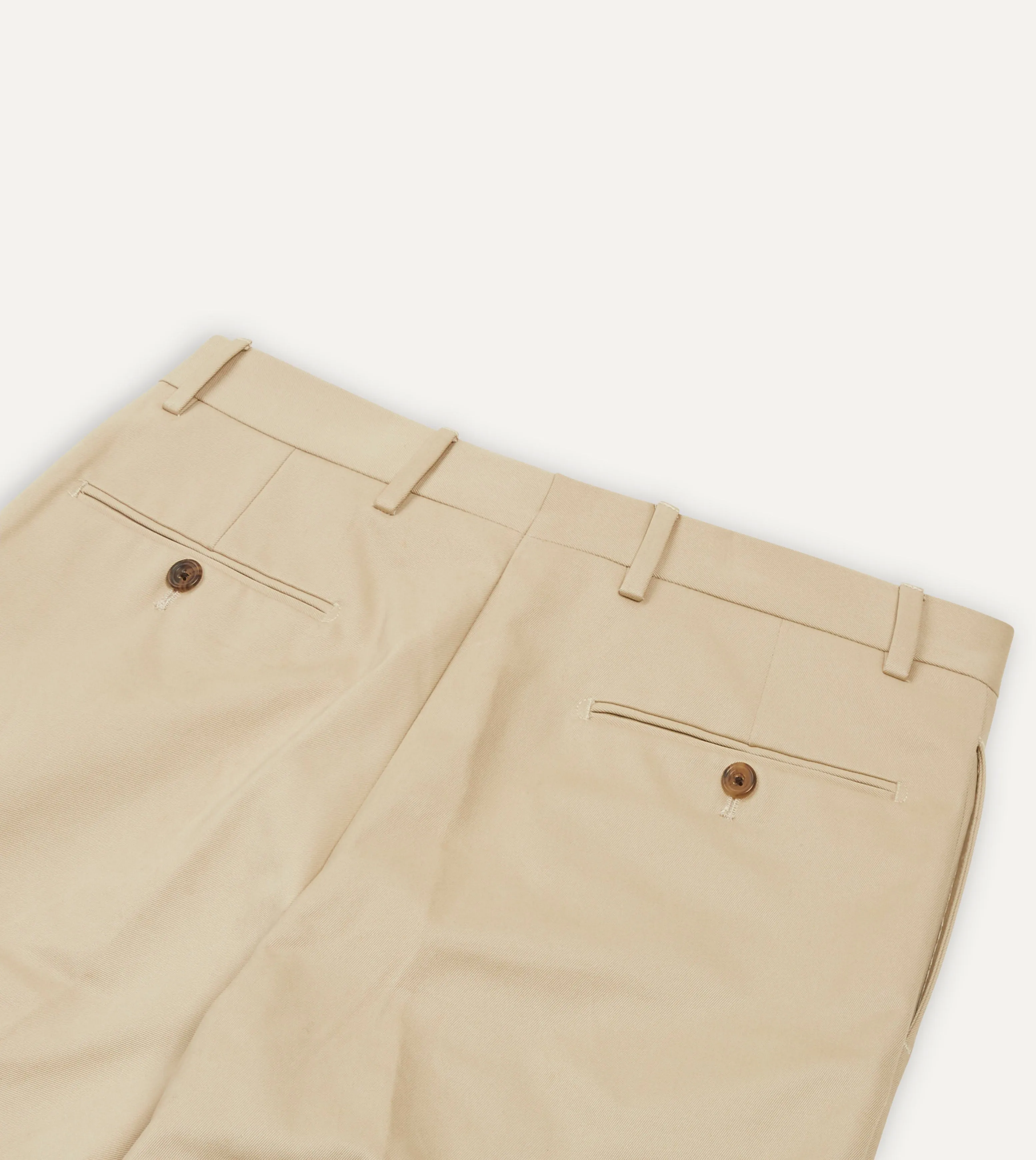 Sand Cotton Drill Flat Front Trouser