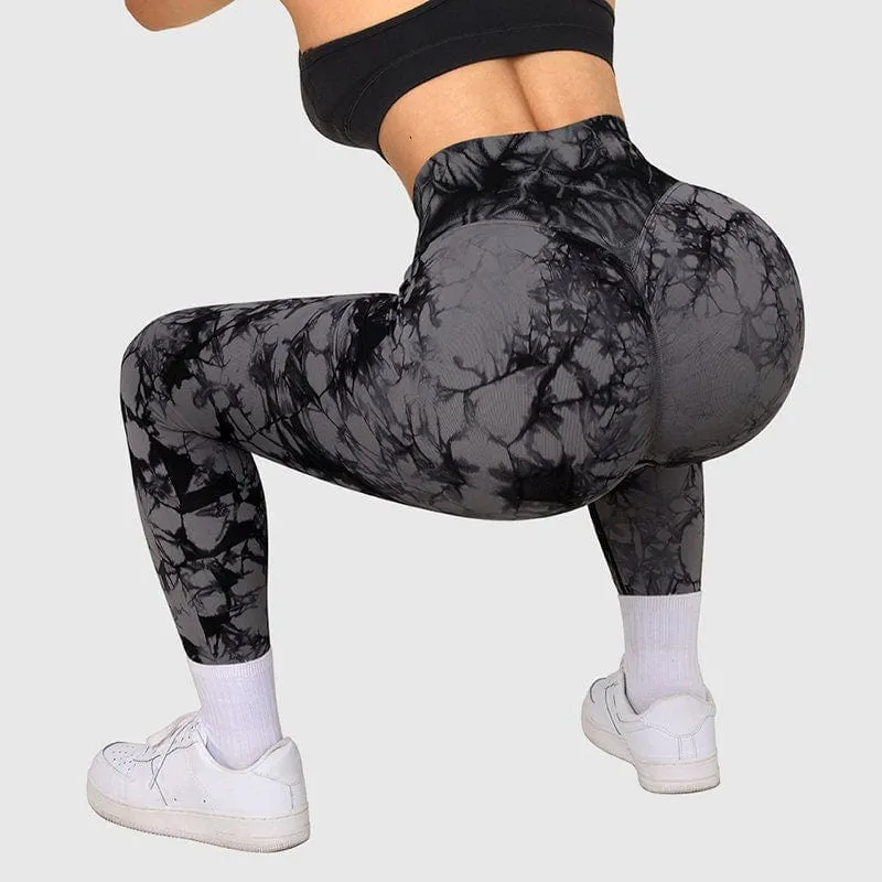 Seamless Tie Dye Women Yoga Pants Push Up Sport Fitness Running Gym Leggings