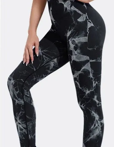 Seamless Tie Dye Women Yoga Pants Push Up Sport Fitness Running Gym Leggings