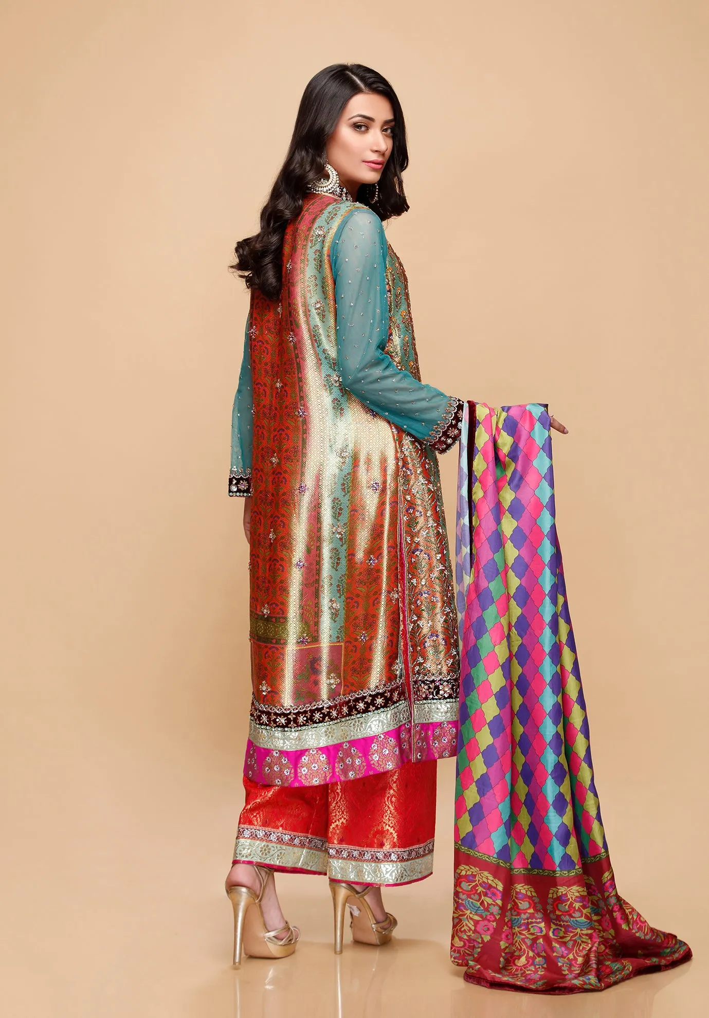 (SKU-1088)-3 PIECE ATTIRE-SHIRT PANT DUPATTA