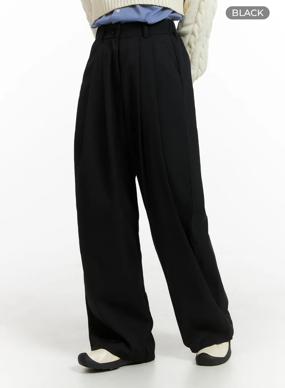 Solid Banding Wide Trousers OM412