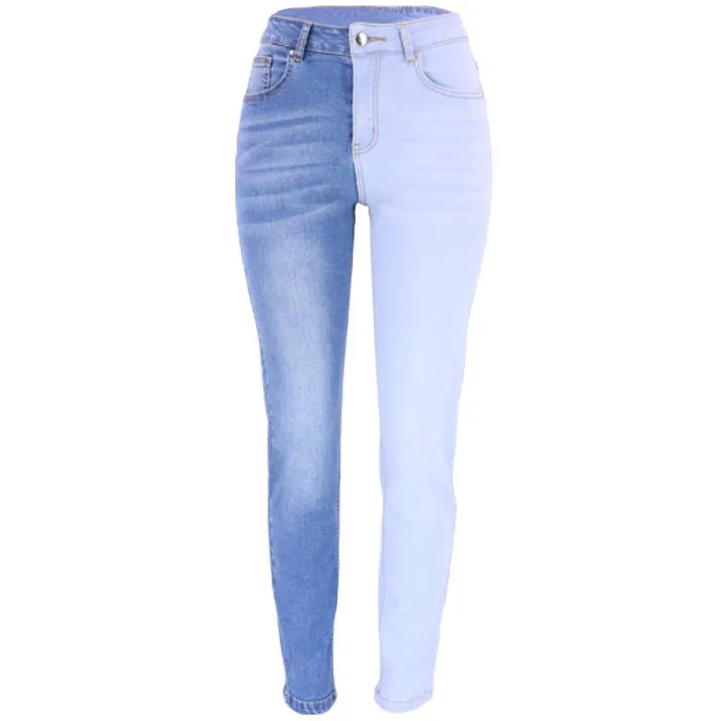 Spring Summer Elastic Straight Washed High Waist Jeans Women