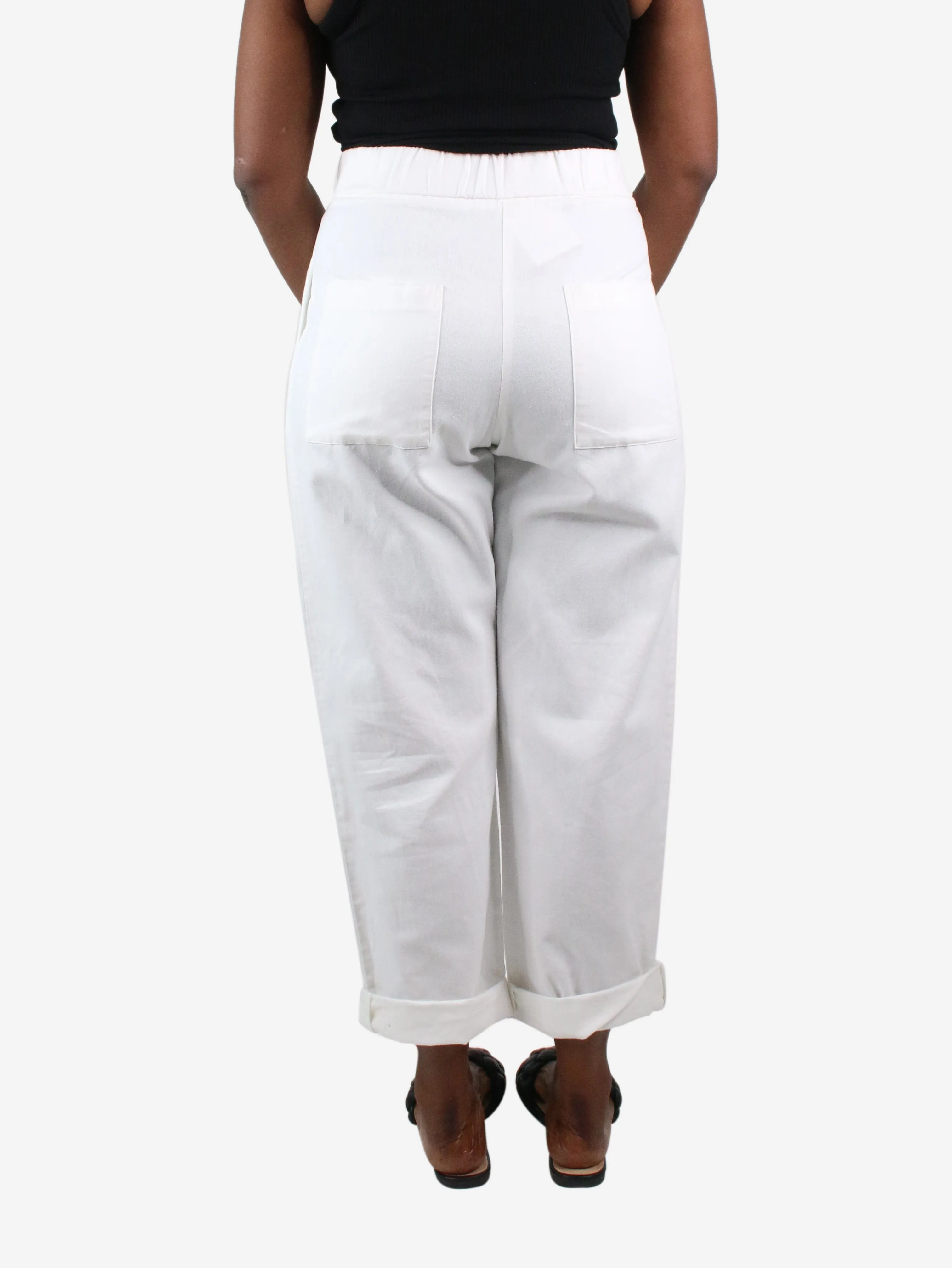 White cotton & linen blend trousers - size L