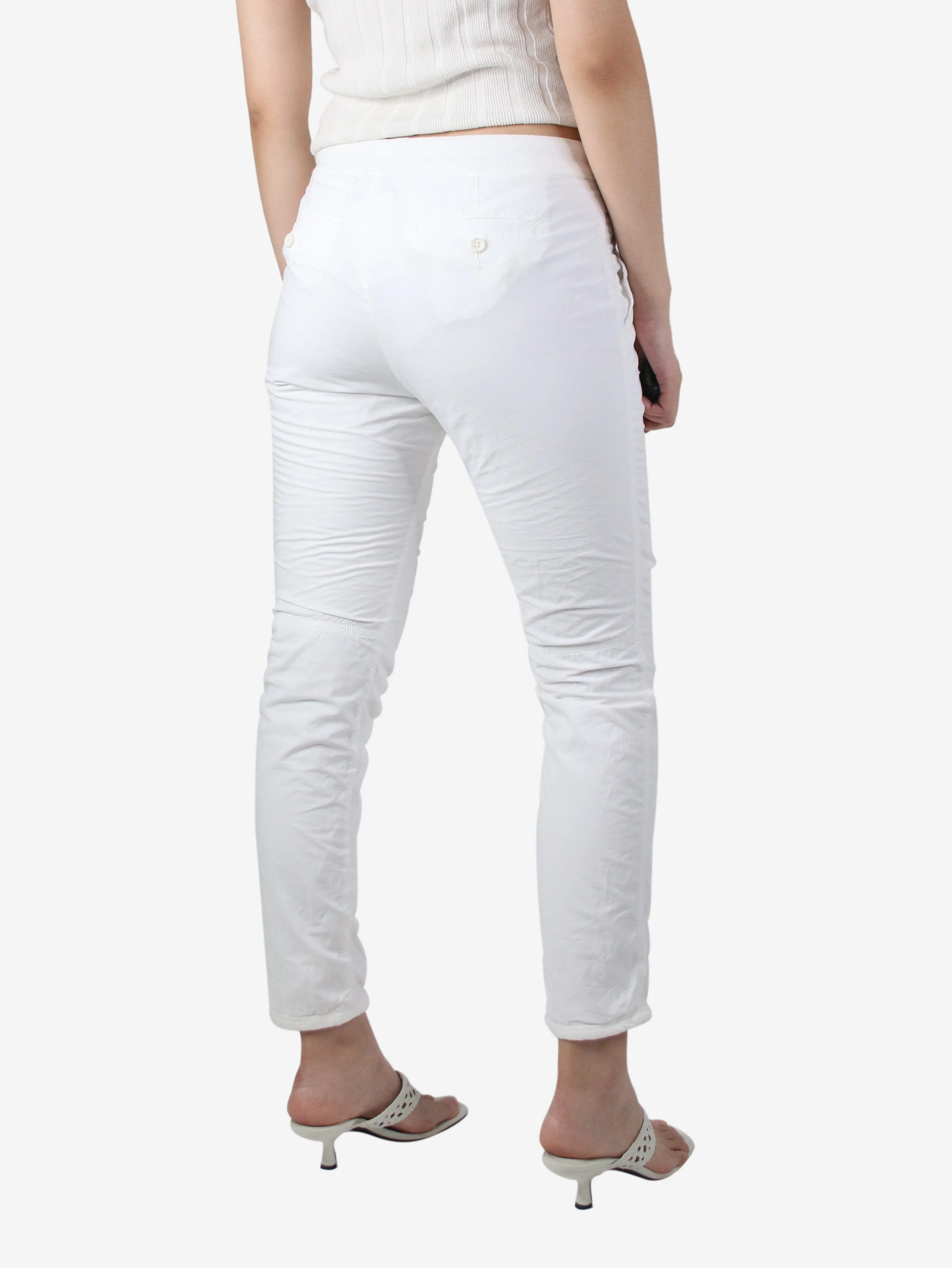 White elasticated waist trousers - size UK 12