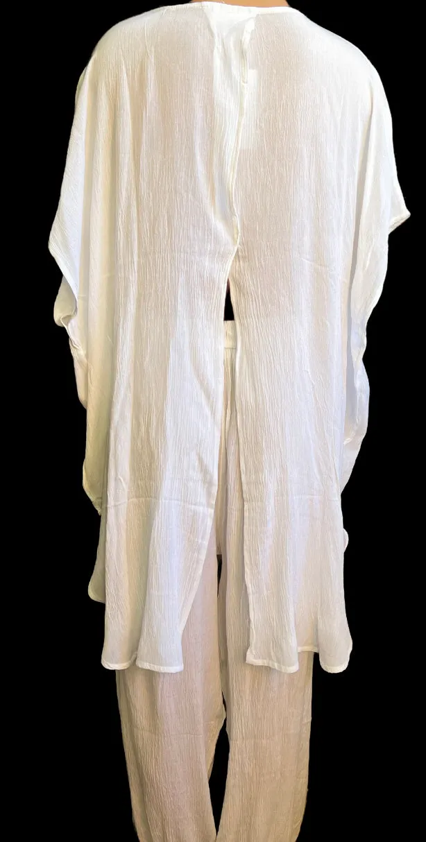 White Gauze  Pants Set