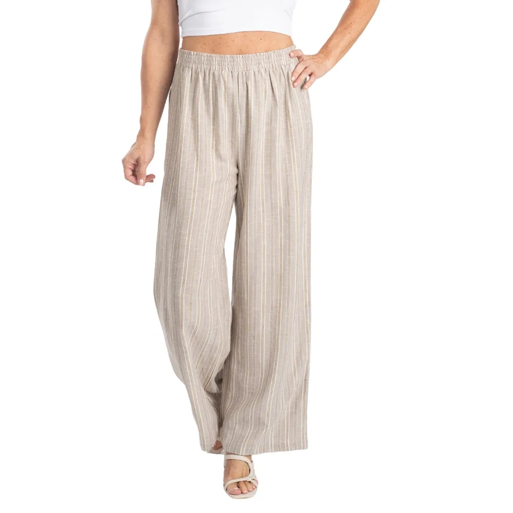 Wide Leg Linen Blend Travel Pants