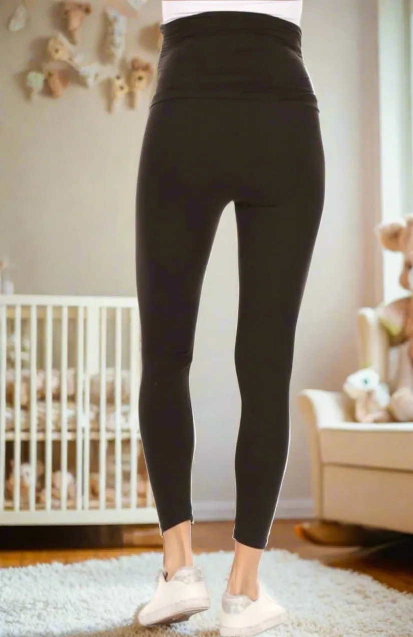 Womens Maternity Leggings Soft Yoga Pants Black Sizes S/M/L/XL