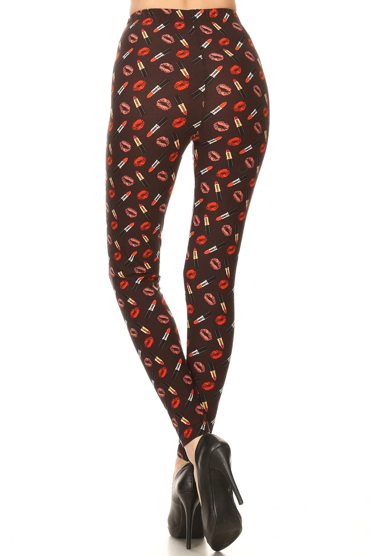 Women's Plus Lip Lipstick Pattern Printed Leggings